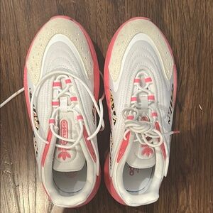 Adidas pink and white Sneakers with animal print